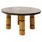 Blue Stone Top Round Coffee Table with Wooden Legs 1