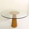 Red Travertine and Glass Round Dining Table by Angelo Mangiarotti 2