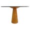 Red Travertine and Glass Round Dining Table by Angelo Mangiarotti 1