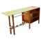 Mid-Century Modern Italian Console or Desk with Green Glass Top, 1960s, Image 1