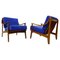 Scandinavian Blue Armchairs, 1960s, Set of 2, Image 1