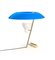 Lampe de Bureau Modèle 548 en Laiton Poli avec Diffuseur Bleu par Gino Sarfatti pour Astep 11