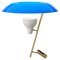 Modell 548 Tischlampe aus poliertem Messing mit blauem Schirm von Gino Sarfatti für Astep 1