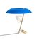 Lámpara de mesa modelo 548 de latón pulido con difusor azul de Gino Sarfatti para Astep, Imagen 10