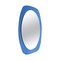 Mid-Century Oval Italian Wall Mirror with Blue Glass Frame from Cristal Art, 1960s 1