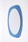Mid-Century Oval Italian Wall Mirror with Blue Glass Frame from Cristal Art, 1960s 6