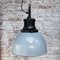 Vintage Industrial Gray Enamel & Cast Iron Pendant Light by HWK 5