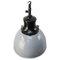 Vintage Industrial Gray Enamel & Cast Iron Pendant Light by HWK 2