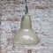 Vintage Industrial Beige Metal & Clear Striped Glass Pendant Lamp from Holophane Paris 6