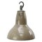 Vintage Industrial Beige Metal & Clear Striped Glass Pendant Lamp from Holophane Paris, Image 1