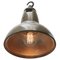 Vintage Industrial Beige Metal & Clear Striped Glass Pendant Lamp from Holophane Paris 3
