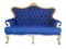 Antique Louis XV Blue Sofa with Gilt Gold 8
