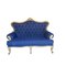 Antikes blaues Louis XV Sofa mit vergoldetem Gold 1