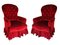 Antique Red Velvet One Seater Sofa, Image 1