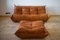 Togo Sofa and Pouf Set in Pine Leather by Michel Ducaroy for Ligne Roset, 1970s, Set of 2 1