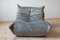 Grey Velvet Togo Living Room by Michel Ducaroy for Ligne Roset, Set of 5 8