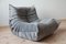 Grey Velvet Togo Living Room by Michel Ducaroy for Ligne Roset, Set of 5 9