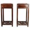 Chinese Side Tables with Drawer in Polished Dark Wood, Set of 2 1