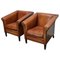 Vintage Dutch Art Deco Style Club Chairs in Cognac Leather, Set of 2 1