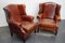 Club chair Wingback vintage in pelle color cognac, Paesi Bassi, Immagine 6