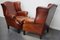 Vintage Dutch Wingback Club Chairs in Cognac Leather, Set of 2, Image 7