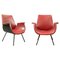 Vintage Red Armchairs by Gastone Rinaldi, Mid-20th-Century, Set of 2 1