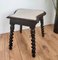 Antique Needlepoint & Carved Beveled Top Barley Twist Legs Stool 6