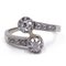 Antique Contrarier Ring in 18k White Gold with Rosette Cut Diamonds, 1930s 1