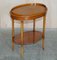 Vintage Burr Yew Wood Oval Side Table with Gallery Rail Top 2