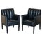 Mid-Century Modern Style Fluted Back Leather Armchairs, Set of 2 1