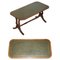 Medium Sized Green Leather & Mahogany Bevan Funnell Coffee Table 1