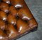 Large Chesterfield Hand Dyed Brown Leather Hearth Footstool 12