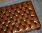 Large Chesterfield Hand Dyed Brown Leather Hearth Footstool, Image 11