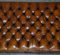 Large Chesterfield Hand Dyed Brown Leather Hearth Footstool 10
