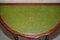 Mesa consola Demi Lune vintage con tablero de cuero verde y cajón, Imagen 6