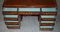 Antique Dutch Marquetry Inlaid Double Sided Twin Pedestal Partners Desk 20