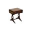 Vintage Brown Leather & Gold Leaf Side Table with Extending Top 1