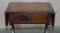Vintage Brown Leather & Gold Leaf Side Table with Extending Top, Image 4