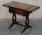 Vintage Brown Leather & Gold Leaf Side Table with Extending Top 16