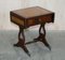 Vintage Brown Leather & Gold Leaf Side Table with Extending Top, Image 2