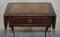 Vintage Brown Leather & Gold Leaf Side Table with Extending Top 12