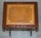 Vintage Brown Leather & Gold Leaf Side Table with Extending Top 5