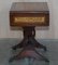 Mesa auxiliar vintage de cuero marrón y pan de oro con tablero extensible, Imagen 13