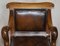 Poltrona girevole Chesterfield antica in pelle marrone, Immagine 3