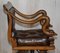 Antique Dolphin Arm Venetian Grotto Swivel Brown Leather Chesterfield Armchair 14