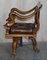 Antique Dolphin Arm Venetian Grotto Swivel Brown Leather Chesterfield Armchair 15