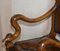 Antique Dolphin Arm Venetian Grotto Swivel Brown Leather Chesterfield Armchair 7