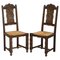 Hand-Carved Oak Rush Seat Brittany Chairs, 1920s, Set of 2 1