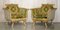 Italian Versace Silk Velvet Upholstered & Giltwood Sofa and Armchairs, Set of 3 13
