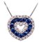 Collier pendentif en forme de coeur en or blanc 18 carats avec saphirs bleus et diamants 1